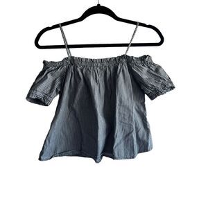 Women's Heart & Hips Navy Blue & White Striped Top